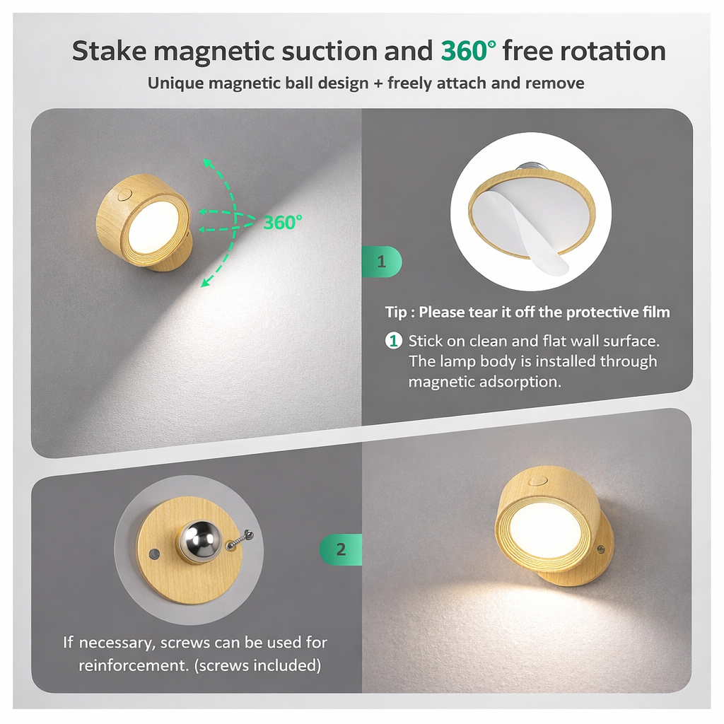 LumiSpot™ 360° magnetische Wandleuchte